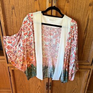 Wanderlux Cream and Multicolor Kimono